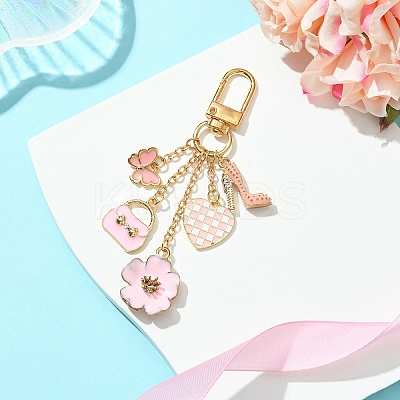 Flower/Bag/Heart Alloy Enamel Pendant Decoration HJEW-FS00025-04-1