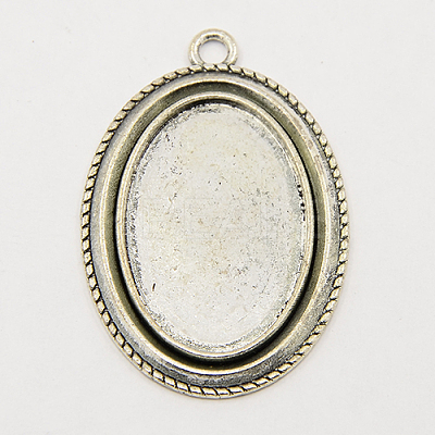 Tibetan Style Zinc Alloy Pendant Cabochon Settings TIBEP-M004-01-RS-1