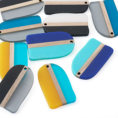 10Pcs 5 Colors Resin & Wood Pendants RESI-TA0004-53-1