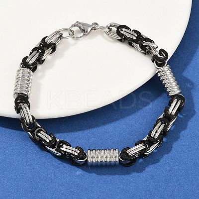 201 Stainless Steel Byzantine Chain Bracelets for Men Women BJEW-B143-10EBP-1