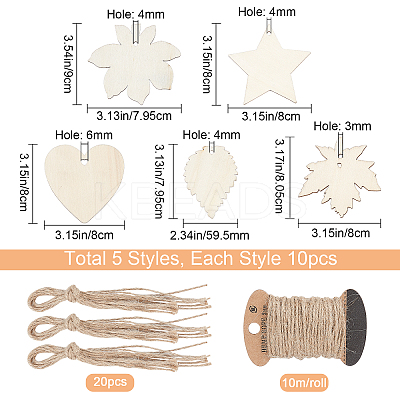 Undyed Wooden Big Pendants WOOD-GF0001-50-1