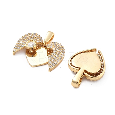 Brass Micro Pave Cubic Zirconia Unfold Pendants KK-B125-33G-1
