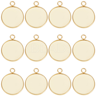 40Pcs 304 Stainless Steel Pendant Cabochon Settings STAS-BBC0006-24B-G-1