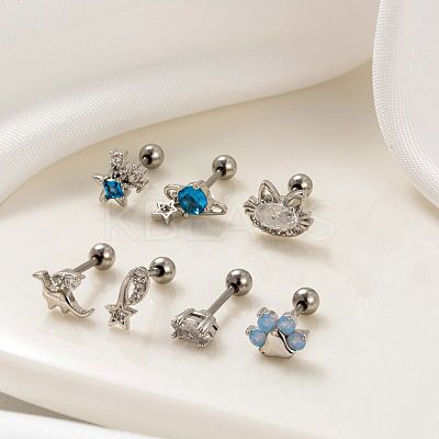 316L Stainless Steel Cubic Zirconia Cartilage Earrings for Women WGF6ABA-24-1