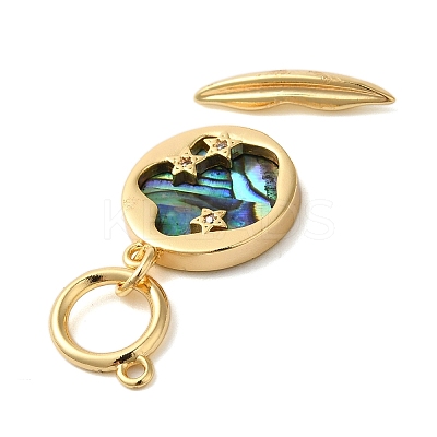 Brass Toggle Clasps with Paua Shell KK-N254-72G-1