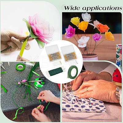 200Pcs Alloy Ball Head Pin with 1Roll Garden Grafting Paper Tape with 1 Roll Iron Wire Grimp Wire DIY-BBC0002-10-1