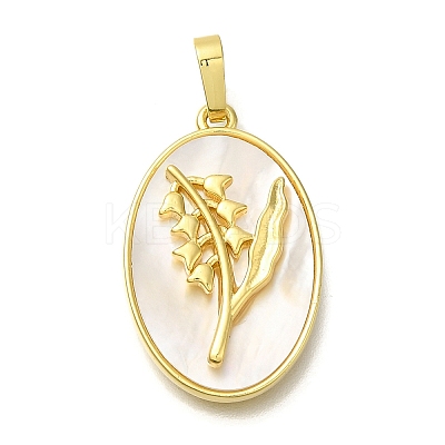 Brass Pave Shell Birth Flower Pendants FIND-I040-04E-1