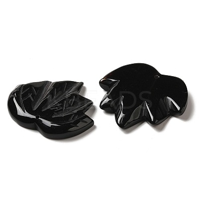 Natural Black Onyx(Dyed & Heated) Carved Pendants G-K353-01I-1