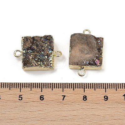 Electroplated Natural Druzy Agate Connector Charms G-R012-01G-1
