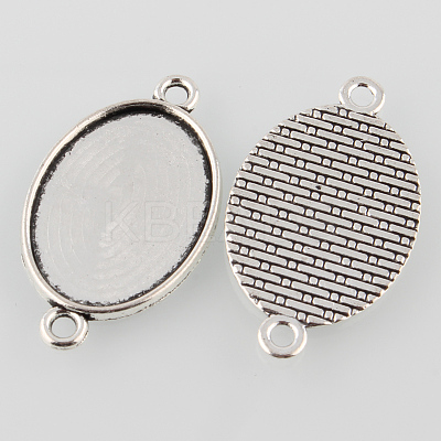 Antique Silver Tibetan Style Alloy Flat Oval Cabochon Connector Settings LS-TIBE-M022-05AS-1