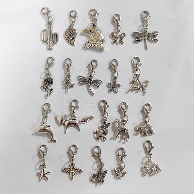 40Pcs 20 Styles Tibetan Style Alloy Pendant Decorations HJEW-AB00257-1
