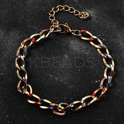 Brass Enamel Chain Bracelets BJEW-S170-01G-1