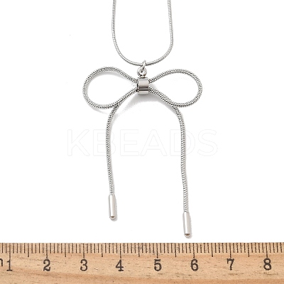 Anti-Tarnish 304 Stainless Steel Bowknot Pendant Round Snake Chain Necklaces for Women NJEW-Z044-10P-1
