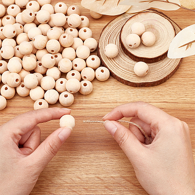 180Pcs Round Natural Unfinished Wood Beads DIY-CA0002-56-1