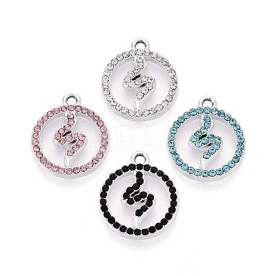 Rack Plating Alloy Rhinestone Pendants PALLOY-T091-21M-P-1