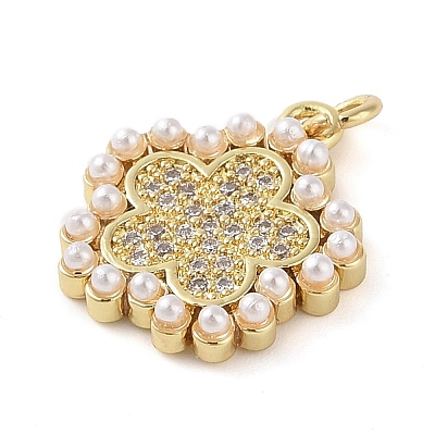 Brass Micro Pave Clear Cubic Zirconia Pendants KK-Q813-08A-G-1
