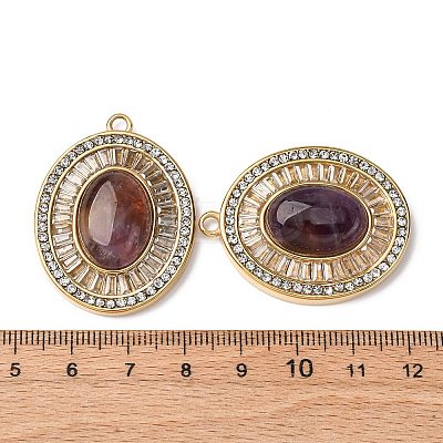 Natural Amethyst Oval Pendants STAS-L080-010G-03-1