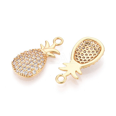 Brass Pave Clear Cubic Zirconia Pendants KK-T074-108G-1