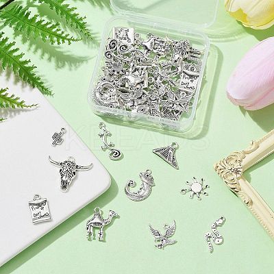50Pcs 10 Style Tibetan Style Alloy Pendants FIND-CJ0001-60-1