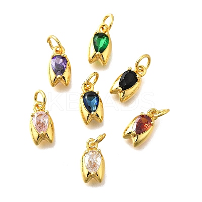 Brass Micro Pave Cubic Zirconia Pendants KK-Z102-03G-01-1