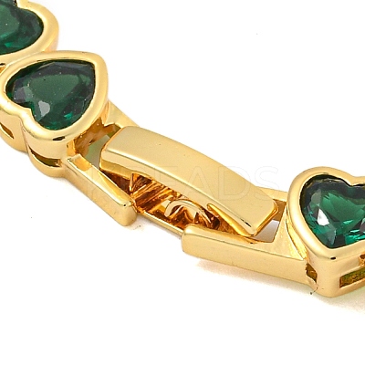 Rack Plating Brass Pave Cubic Zirconia Heart Link Bracelets BJEW-Q347-05G-01-1