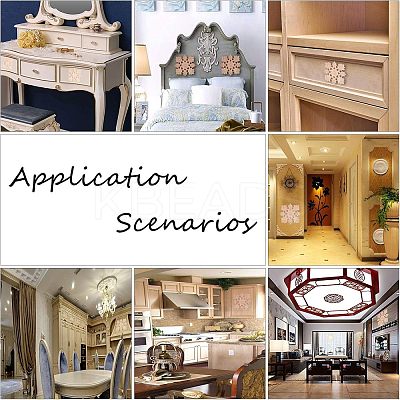 Natural Solid Wood Carved Onlay Applique Craft WOOD-WH0101-59-1