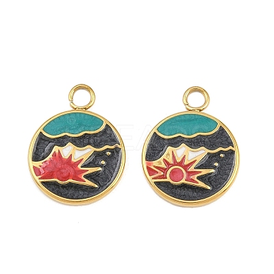 304 Stainless Steel with Enamel Pendants STAS-Z166-11G-01-1