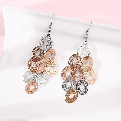 430 Stainless Steel Oval Dangle Earrings EJEW-A137-13M-1