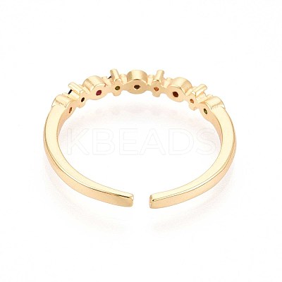 Brass Micro Pave Cubic Zirconia Cuff Rings for Women KK-T071-80G-1