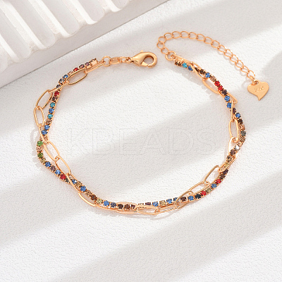 Brass Colorful Rhinestone Foot Chain Abjkets for Women's Banquet Beach Vacation HM6041-1
