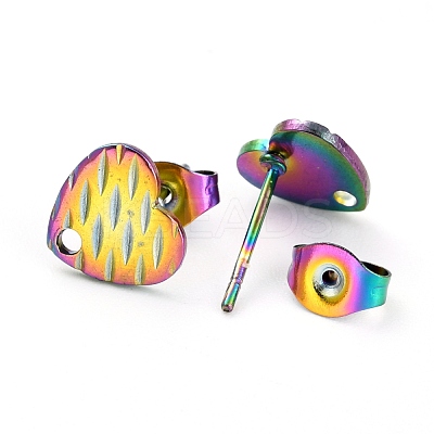 Ion Plating(IP) 304 Stainless Steel Stud Earring Findings EJEW-O104-03MC-1