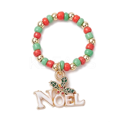 Christmas Theme Glass Seed Beads Stretch Ring Sets RJEW-TA00163-1