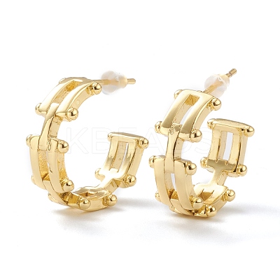 Brass Half Hoop Earrings EJEW-A056-08G-1