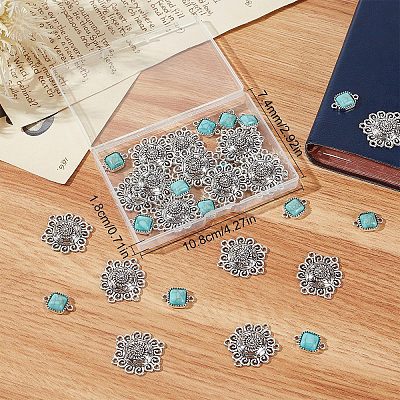 20Pcs Tibetan Style Alloy Flower Multi-Strand Links FIND-SC0003-65-1