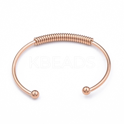304 Stainless Steel Open Cuff Bangle for Girl Women BJEW-N013-008RG-1