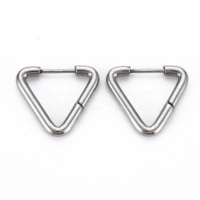 Tarnish Resistant Triangle Huggie Hoop Earrings for Women LS-EJEW-N016-008-NR-1
