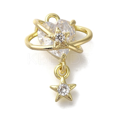 Rack Plating Brass Micro Pave Cubic Zirconia Pendants KK-M014-14G-1