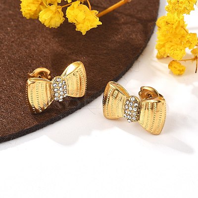 304 Stainless Steel Micro Pave Clear Cubic Zirconia Stud Earrings EJEW-I318-01G-02-1