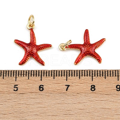 Brass Enamel Starfish Pendants KK-I377-03G-A08-1