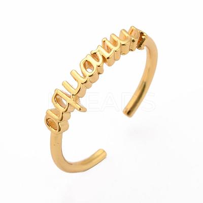 Constellation/Zodiac Sign Brass Cuff Rings RJEW-O042-06G-J-1