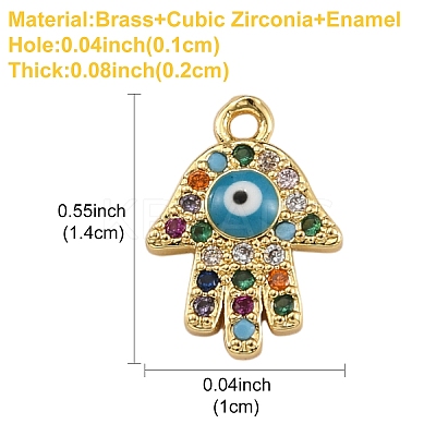 1Pc Brass Micro Pave Cubic Zirconia Charms KK-YW0002-49-1