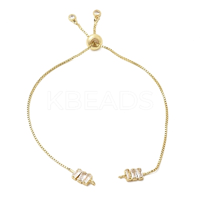 Brass Pave Cubic Zirconia Box Chain Slider Bracelet Making MAK-K024-02G-03-1