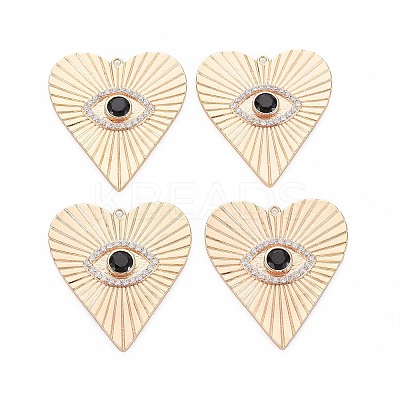 Brass Micro Pave Clear & Black Cubic Zirconia Pendants KK-S356-752-1