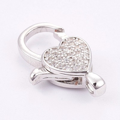 Brass Micro Pave Cubic Zirconia Lobster Claw Clasps LS-ZIRC-E149-34P-1