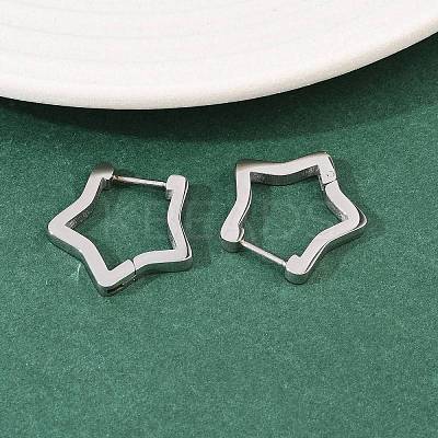 304 Stainless Steel Star Hoop Earrings EJEW-P324-02P-1
