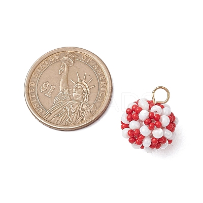Glass Seed Beaded Round Pendants PALLOY-MZ00525-02-1