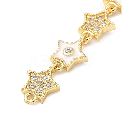 Brass Micro Pave Clear Cubic Zirconia 7 Star Links Connector Charms KK-H539-16G-04-1
