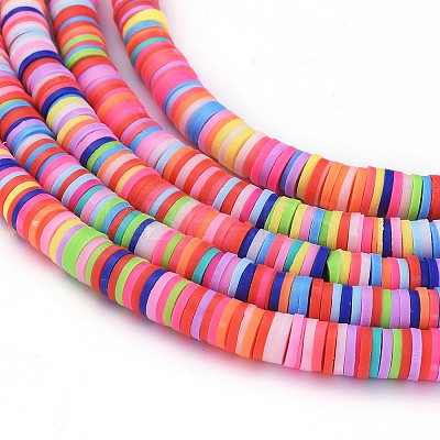 Flat Round Handmade Polymer Clay Beads CLAY-R067-6.0mm-M1-1