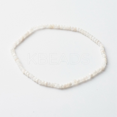 Faceted Rondelle Natural Rainbow Moonstone Beads Stretch Bracelets BJEW-JB06383-06-1