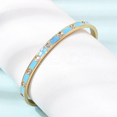 304 Stainless Steel Pave Clear Cubic Zirconia Open Cuff Bangles for Women SA-CBAC920-16G-1